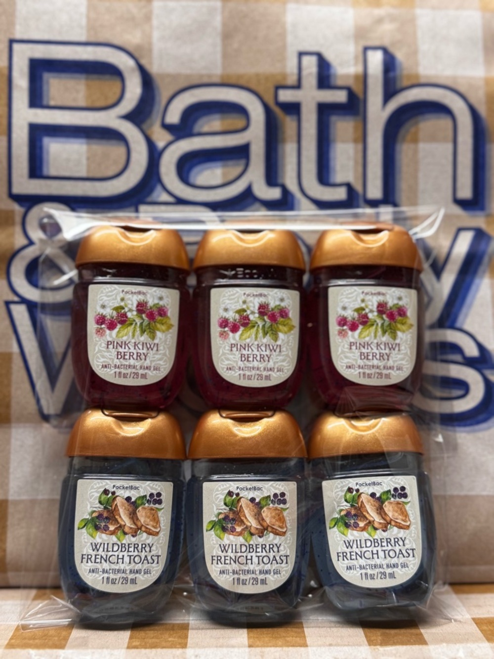 NEW B&BW (6) Pink Kiwi Berry and Wildberry French Toast Antibacterial Pocketbacs